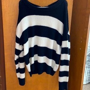Who What Wear Striped Sweater with Tie Back XL